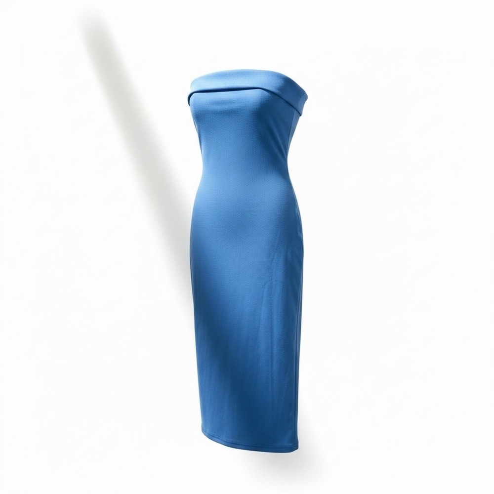 PrettyGarden Womens Small Blue Strapless Bodycon Midi Dress Y2K Going Out